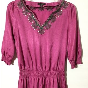 Purple embellished sequins neckline
